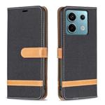 For Xiaomi Redmi Note 13 Pro Color Block Denim Texture Leather Phone Case(Black)