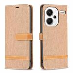 For Xiaomi Redmi Note 13 Pro+ Color Block Denim Texture Leather Phone Case(Brown)