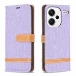 For Xiaomi Redmi Note 13 Pro+ 5G Color Block Denim Texture Leather Phone Case(Purple)