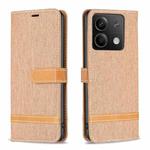 For Xiaomi Redmi Note 13 Color Block Denim Texture Leather Phone Case(Brown)