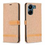 For Xiaomi Redmi 13C Color Block Denim Texture Leather Phone Case(Brown)