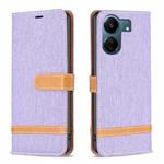 For Xiaomi Redmi 13C Color Block Denim Texture Leather Phone Case(Purple)