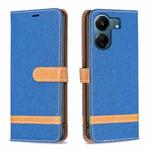 For Xiaomi Redmi 13C Color Block Denim Texture Leather Phone Case(Royal Blue)