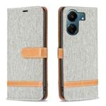 For Xiaomi Redmi 13C Color Block Denim Texture Leather Phone Case(Grey)