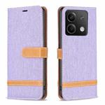 For Xiaomi Redmi Note 13 4G Global Color Block Denim Texture Leather Phone Case(Purple)