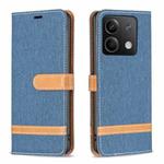 For Xiaomi Redmi Note 13 4G Global Color Block Denim Texture Leather Phone Case(Dark Blue)