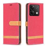 For Xiaomi Redmi Note 13 4G Global Color Block Denim Texture Leather Phone Case(Red)