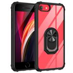 For iPhone SE 2022 / SE 2020 / 8 / 7 / 6 Shockproof Transparent TPU + Acrylic Protective Case with Ring Holder(Black)