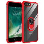 For iPhone 8 Plus / 7 Plus / 6 Plus Shockproof Transparent TPU + Acrylic Protective Case with Ring Holder(Red)