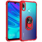 For Huawei P smart 2019 Shockproof Transparent TPU + Acrylic Protective Case with Ring Holder(Red)