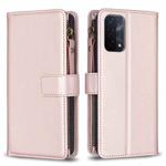 For OPPO A74 5G / A93 5G / A54 5G 9 Card Slots Zipper Wallet Leather Flip Phone Case(Rose Gold)