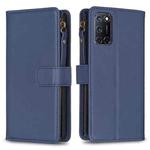 For OPPO A92 / A72 / A52 9 Card Slots Zipper Wallet Leather Flip Phone Case(Blue)