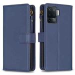 For OPPO A94 4G / Reno5 F / F19 Pro 9 Card Slots Zipper Wallet Leather Flip Phone Case(Blue)