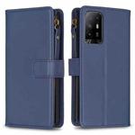 For OPPO A94 5G / F19 Pro+ / Reno5 Z 5G 9 Card Slots Zipper Wallet Leather Flip Phone Case(Blue)