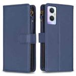 For OPPO A96 5G / Reno7 Z 9 Card Slots Zipper Wallet Leather Flip Phone Case(Blue)