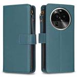 For OPPO Find X6 Pro 9 Card Slots Zipper Wallet Leather Flip Phone Case(Green)