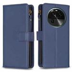 For OPPO Find X6 9 Card Slots Zipper Wallet Leather Flip Phone Case(Blue)