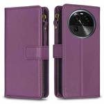 For OPPO Find X6 9 Card Slots Zipper Wallet Leather Flip Phone Case(Dark Purple)