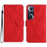 For Realme C65 4G Stitching Embossed Leather Phone Case(Red)