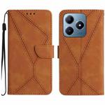 For Realme C63 4G Global/ C61 Stitching Embossed Leather Phone Case(Brown)