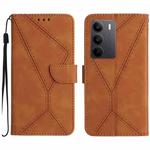 For Realme C75 4G Stitching Embossed Leather Phone Case(Brown)