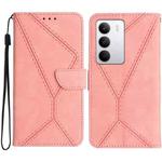 For Realme C75 5G Stitching Embossed Leather Phone Case(Pink)