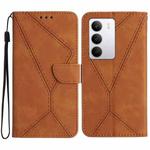 For Realme C75 5G Stitching Embossed Leather Phone Case(Brown)
