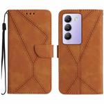 For vivo Y200e 5G/Y100 5G IDN/V30 Lite 5G India Stitching Embossed Leather Phone Case(Brown)