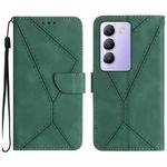 For vivo Y200e 5G/Y100 5G IDN/V30 Lite 5G India Stitching Embossed Leather Phone Case(Green)