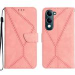 For vivo Y04 4G / Y29s 5G Stitching Embossed Leather Phone Case(Pink)