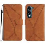 For vivo Y04 4G / Y29s 5G Stitching Embossed Leather Phone Case(Brown)