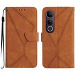 For vivo V50 Lite 5G Stitching Embossed Leather Phone Case(Brown)