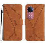 For vivo V50 5G Global Stitching Embossed Leather Phone Case(Brown)