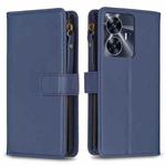 For Realme C55 9 Card Slots Zipper Wallet Leather Flip Phone Case(Blue)