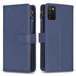 For Samsung Galaxy A03s 9 Card Slots Zipper Wallet Leather Flip Phone Case(Blue)