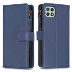 For Samsung Galaxy A22 5G 9 Card Slots Zipper Wallet Leather Flip Phone Case(Blue)