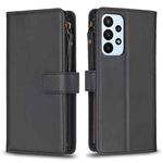 For Samsung Galaxy A23 4G 9 Card Slots Zipper Wallet Leather Flip Phone Case(Black)