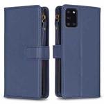 For Samsung Galaxy A31 9 Card Slots Zipper Wallet Leather Flip Phone Case(Blue)