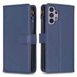 For Samsung Galaxy A32 5G 9 Card Slots Zipper Wallet Leather Flip Phone Case(Blue)