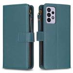 For Samsung Galaxy A33 9 Card Slots Zipper Wallet Leather Flip Phone Case(Green)