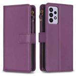 For Samsung Galaxy A33 9 Card Slots Zipper Wallet Leather Flip Phone Case(Dark Purple)