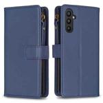 For Samsung Galaxy A34 5G 9 Card Slots Zipper Wallet Leather Flip Phone Case(Blue)