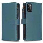 For Samsung Galaxy A41 9 Card Slots Zipper Wallet Leather Flip Phone Case(Green)