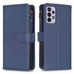 For Samsung Galaxy A72 9 Card Slots Zipper Wallet Leather Flip Phone Case(Blue)