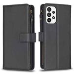 For Samsung Galaxy A73 5G 9 Card Slots Zipper Wallet Leather Flip Phone Case(Black)