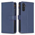 For Samsung Galaxy A25 5G 9 Card Slots Zipper Wallet Leather Flip Phone Case(Blue)