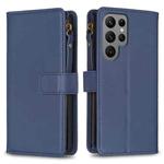 For Samsung Galaxy S24 Ultra 5G 9 Card Slots Zipper Wallet Leather Flip Phone Case(Blue)