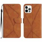 For iPhone 15 Pro Stitching Embossed Leather Phone Case(Brown)