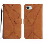 For iPhone SE 2024 Stitching Embossed Leather Phone Case(Brown)