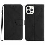 For iPhone 16 Pro Max Stitching Embossed Leather Phone Case(Black)